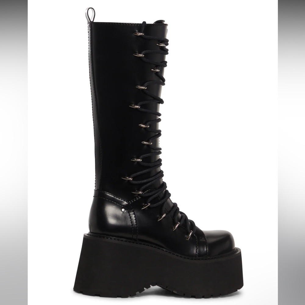 NIB Current Mood Glam Grit Platform Knee High Boots from Dolls Kill Size 8 - Picture 3 of 6